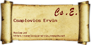 Csaplovics Ervin névjegykártya