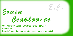 ervin csaplovics business card